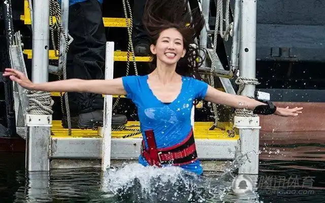 组图:林志玲南极挑战冰泳 无惧极冻美丽动人