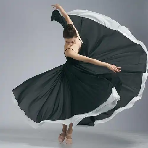 古典舞蹈服女飘逸720度半身长款大摆裙子新疆现代舞演出练功纱裙z
