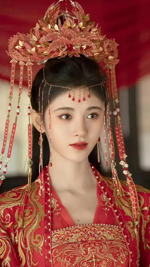 当红女星的古装红色结婚造型白鹿端庄宋轶温柔热巴妩媚