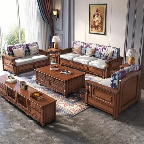 全实木美式箱体沙发