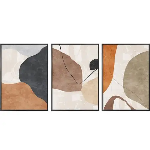 北欧欧莫兰迪客厅装饰画三联抽象艺术挂画简约现代装饰画