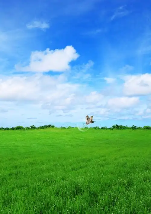 蓝天白云绿草地清新印刷背景免抠素材免费下载_觅元素51yuansu.com