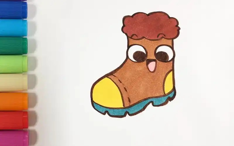 儿歌多多儿童简笔画靴子学画爸爸穿的帅气大靴子