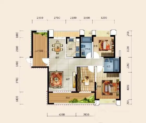 以下就是本套深业东城御园小区131平米三居室房子的户型图.