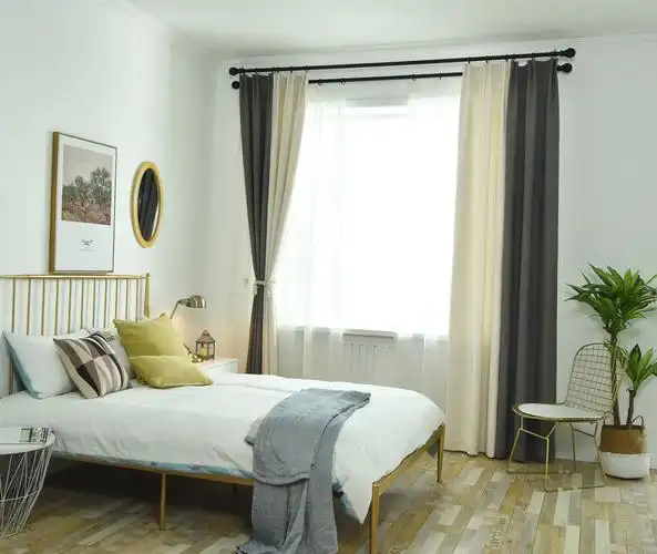 北欧拼接窗帘成品定制素色简约现代流星麻遮光窗帘布柯桥工厂直销