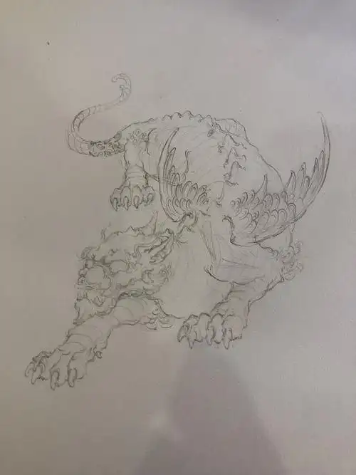 貔貅素描设计稿由龙作品