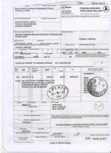 请帮我翻译这个空运提单