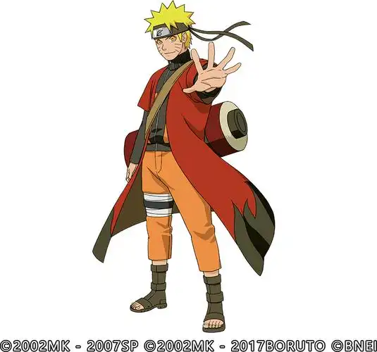 穿上了"师父同款"红色长袍,身背卷轴的"仙人鸣人",在被破坏的木叶村