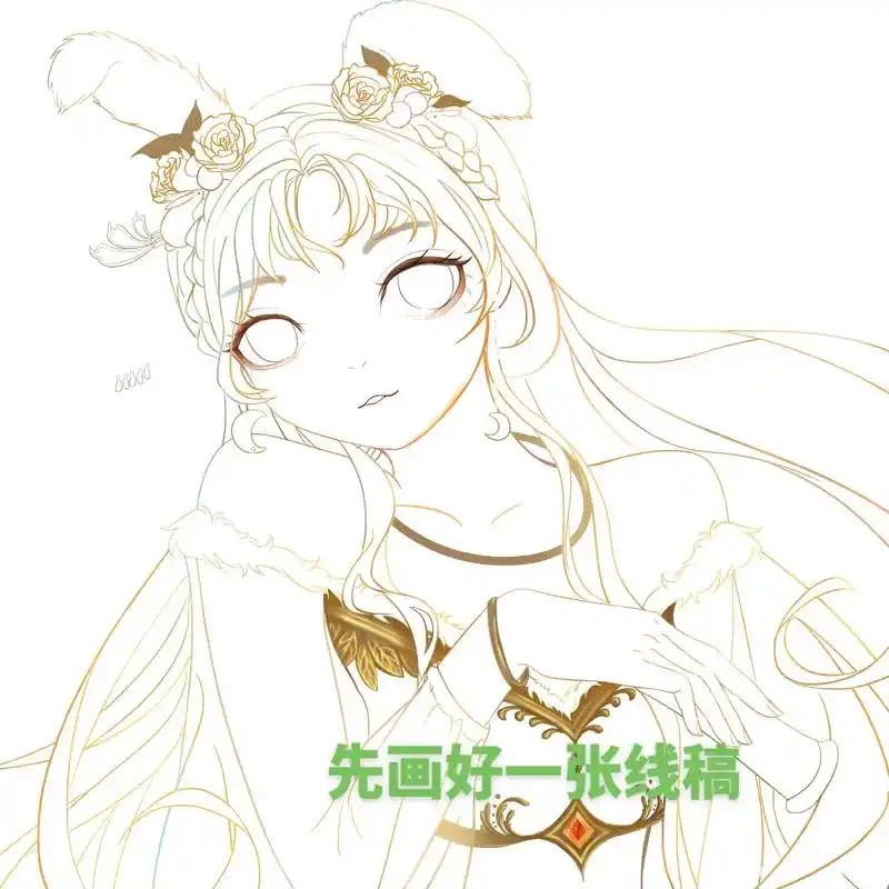 玉兔妹妹插画 绘画过程(91~▽~)91 #二次元 #绘画 #绘 - 抖音