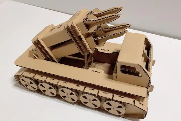 用纸板制作的军事微型反坦克导弹车模型造型拉风最强防卫力量