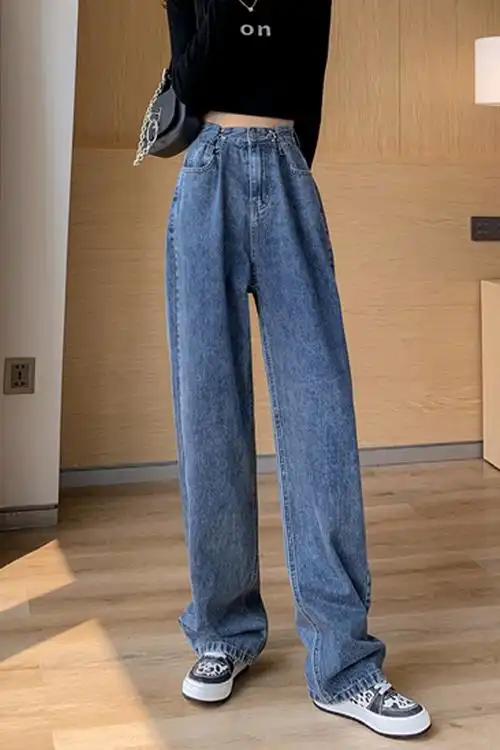 阔腿牛仔裤深蓝