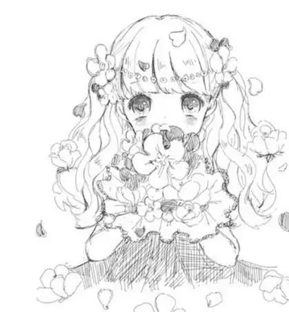 动漫人物黑白手绘画q版图片