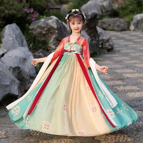 汉服女童春夏秋季唐装襦裙中国风儿童女古装超仙小女孩连衣裙秋装