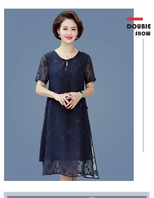 芊芷洛中年妈妈夏装连衣裙高贵2021新款中老年女装洋气遮肚裙子40岁