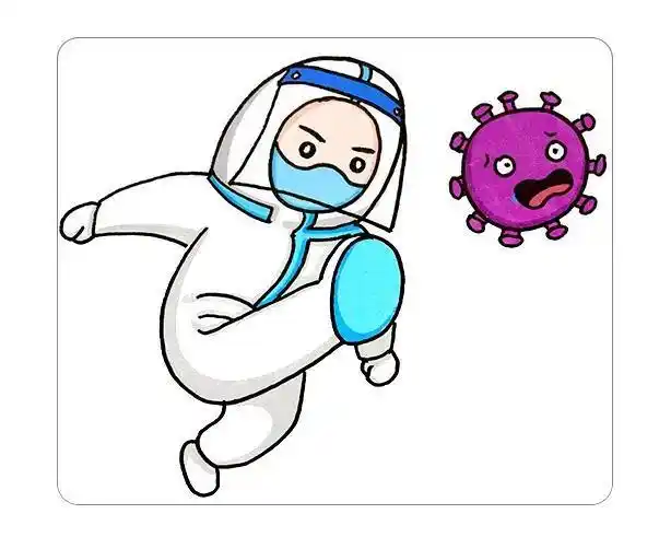 hi大家好今天画一幅穿着防护服的医生与病毒作战的简笔画我们会用