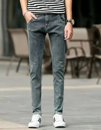 新款韩版男士修身潮流长裤子男装美国苹果青少年休闲百搭牛仔裤潮男潮