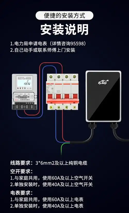 新能源电动车汽车充电桩家用7kw充电器充电枪220v 32a快速充电枪壁挂