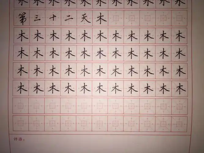 平山小学通用格写字打卡第三十三天一一木字.