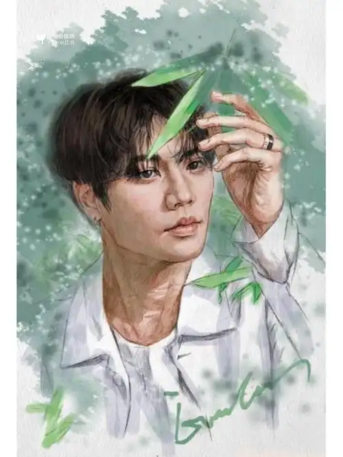 手绘板绘悠悠竹林翩翩少年林彦俊