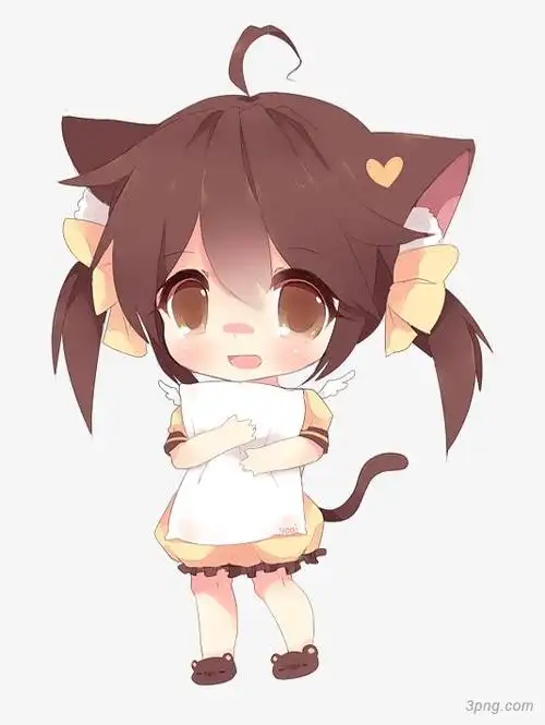 q版卡通猫耳朵女孩双手抱抱枕