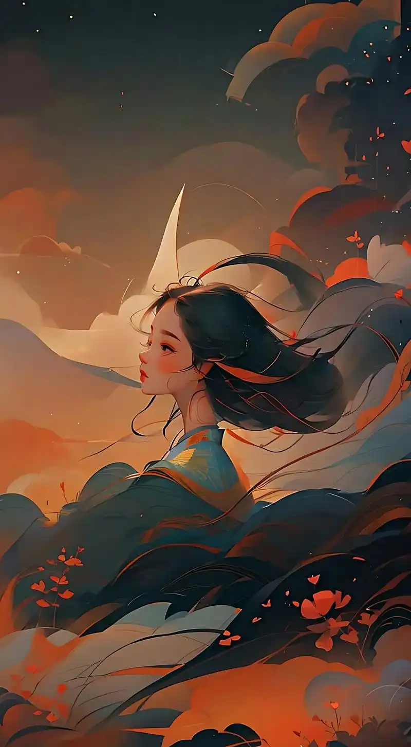 精美壁纸图片.云霞#唯美意境 #国风插画 #绘画 #古风少女 - 抖音