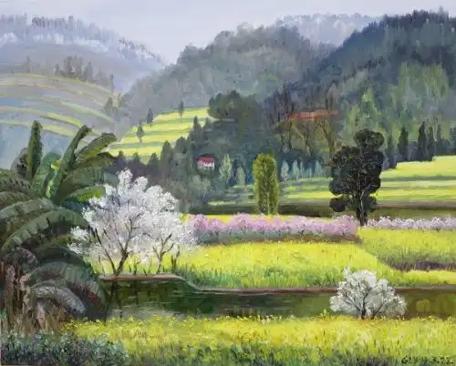 为家乡山水画历史——葛燎原油画风景作品欣赏