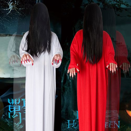 万圣节贞子表演服装成人女吓人恐怖衣服cos服红衣女鬼服饰道具