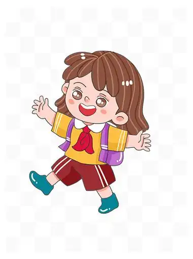 91六一儿童节手卡通小女孩敬礼插画元素36911可爱小学生小女孩卡通