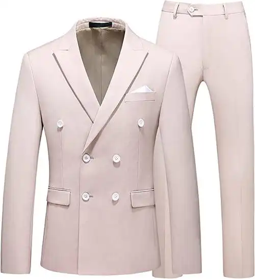 uninukoo 男式西装 2 件套双排扣燕尾服修身婚礼派对礼服男士正式西装