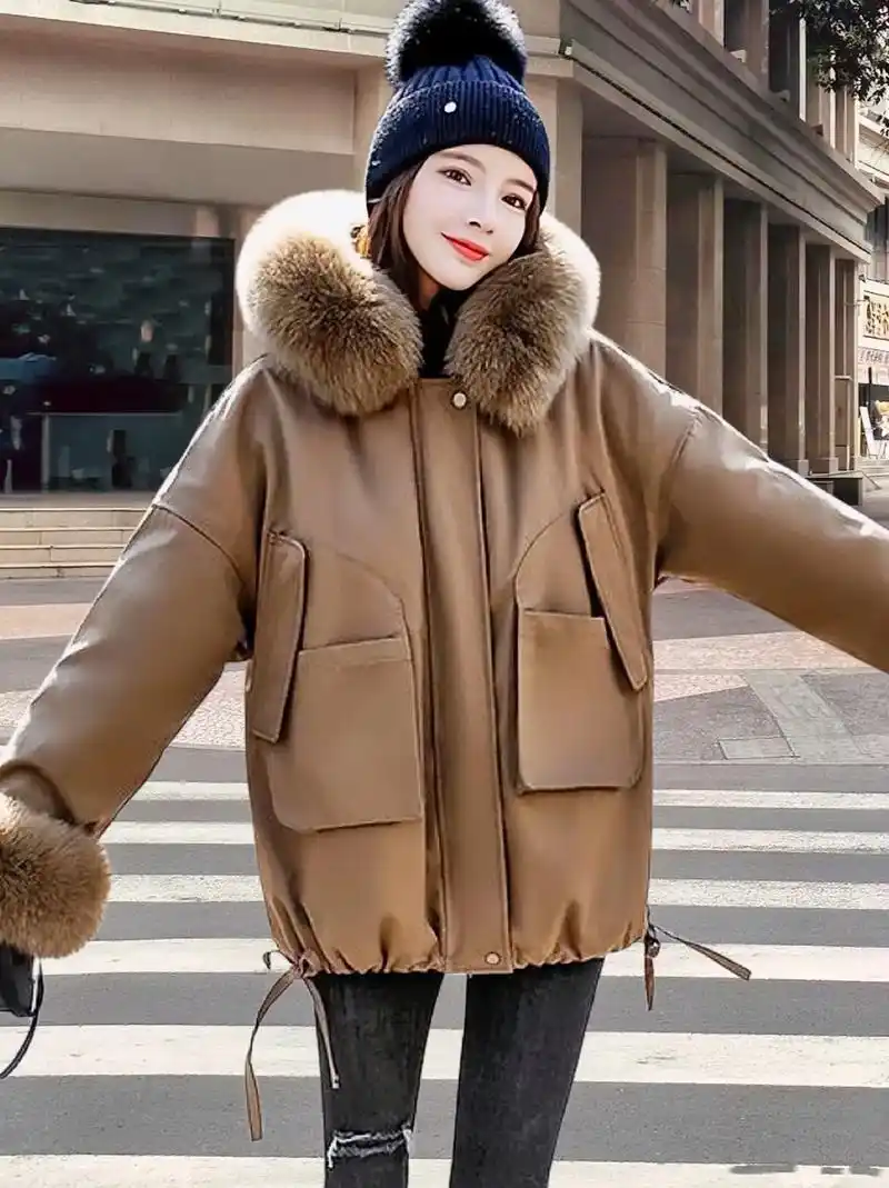 秋冬加绒加厚短款大衣外套