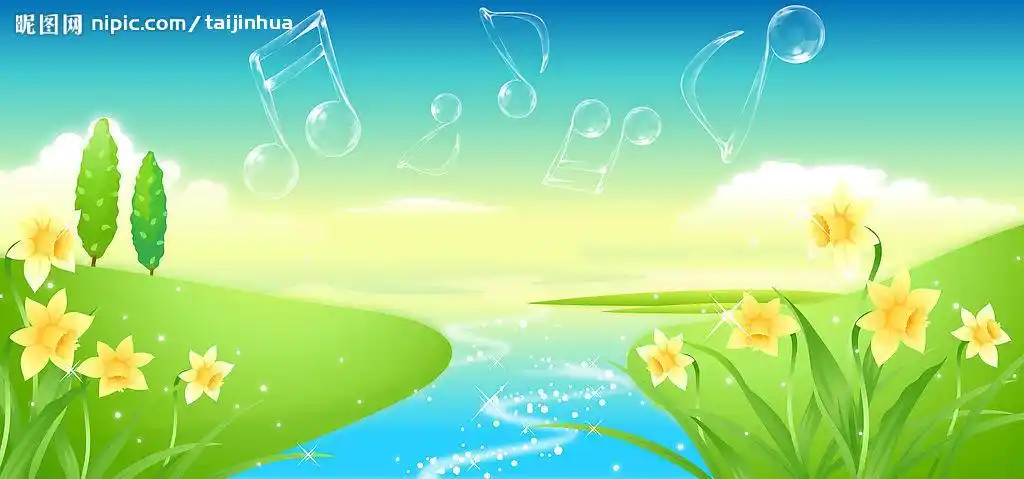 透明音符与梦幻景色图片