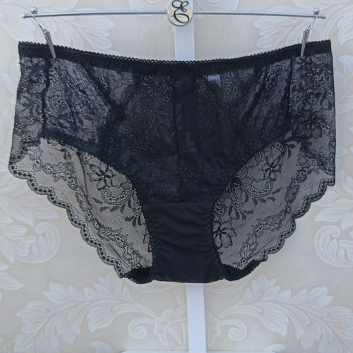 韩国黑色性感魅惑蕾丝平角内裤女生透明底裤 黑色 m【图片 价格 品