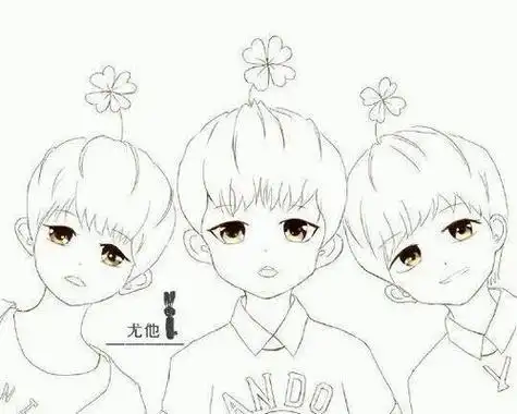 tfboys的简笔画单人的