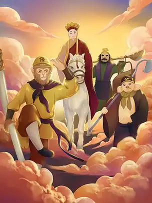 名著故事西游记师徒四人插画