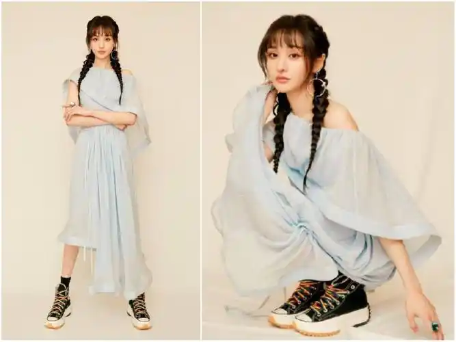 郑爽俏皮双麻花辫造型,没美颜但颜值一样能打,气质和18岁时没差