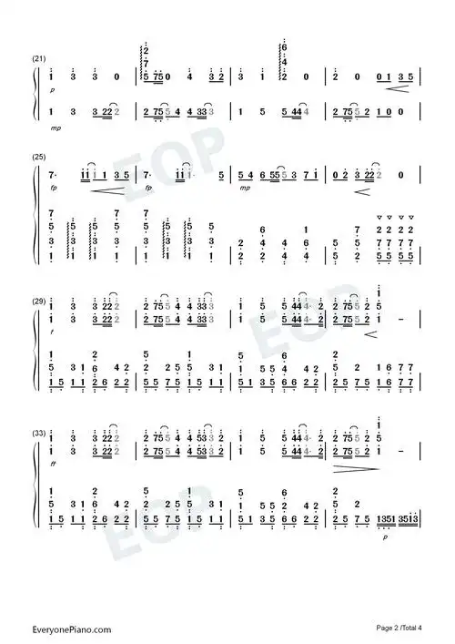 rubia-崩坏3渡尘印象曲双手简谱预览2