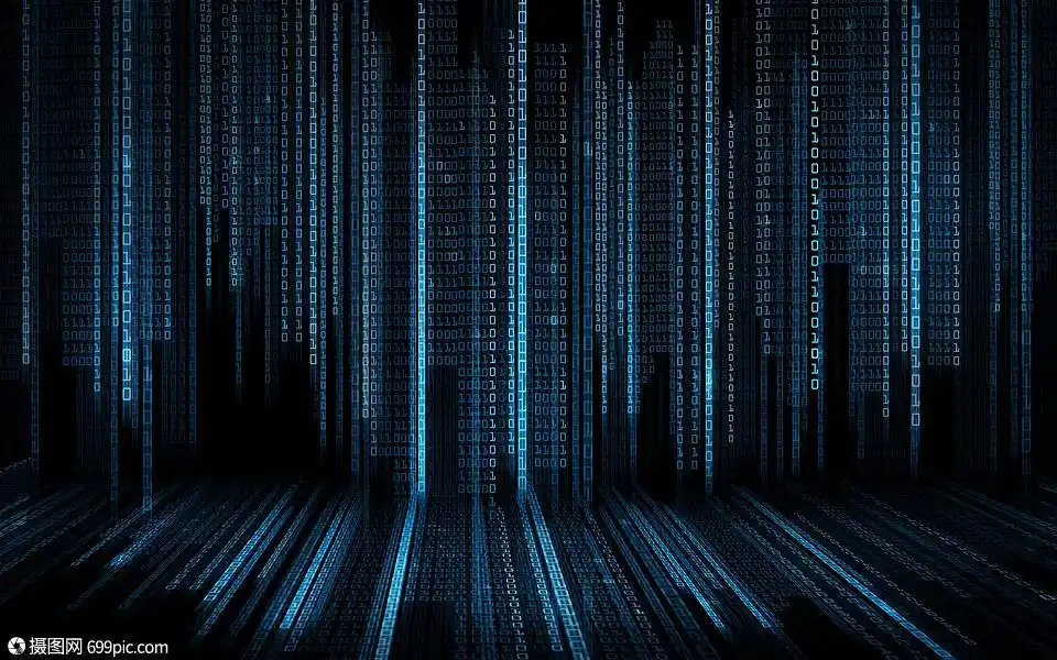 技术,未来,编程矩阵黑色蓝色进制系统代码背景黑色蓝色进制系统代码