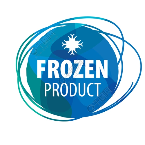 冷冻产品的圆形蓝色矢量标志
