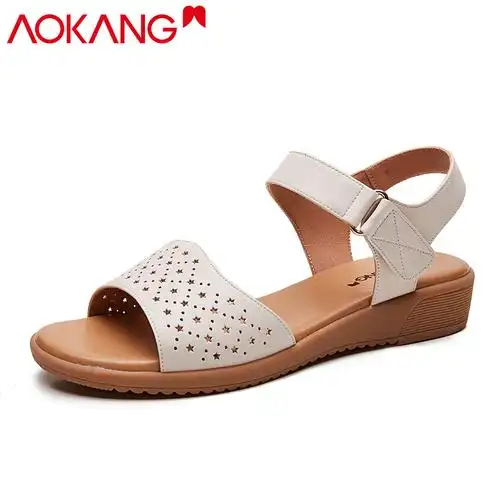 奥康凉鞋女夏季新款舒适透气女士凉鞋简约防滑软底沙滩鞋妈妈凉鞋