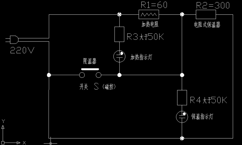 的原理图,已知发热盘的电阻r1=60欧,保温电阻r2=300欧,现将电饭锅