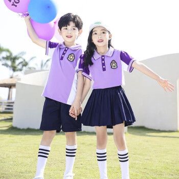 园园服夏装毕业拍照学院风六一表演出班服小学生夏季校服套装 女紫色