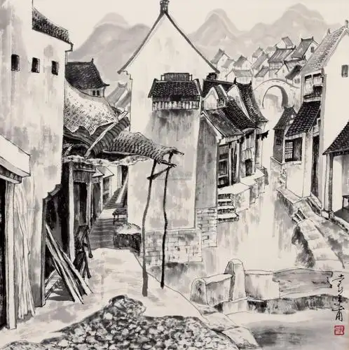 0692 江南水乡 立轴 纸本