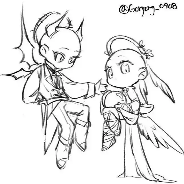 q版双人绘画素材分享.#绘画96 #一起学画画 #ipad绘 - 抖音