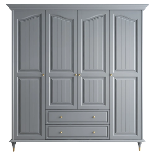 衣柜实木灰色可做四门三门两门卧室衣橱轻奢衣柜