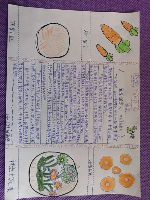 五7班孩子除了展示高超的厨艺,还有手抄报的全面介绍.