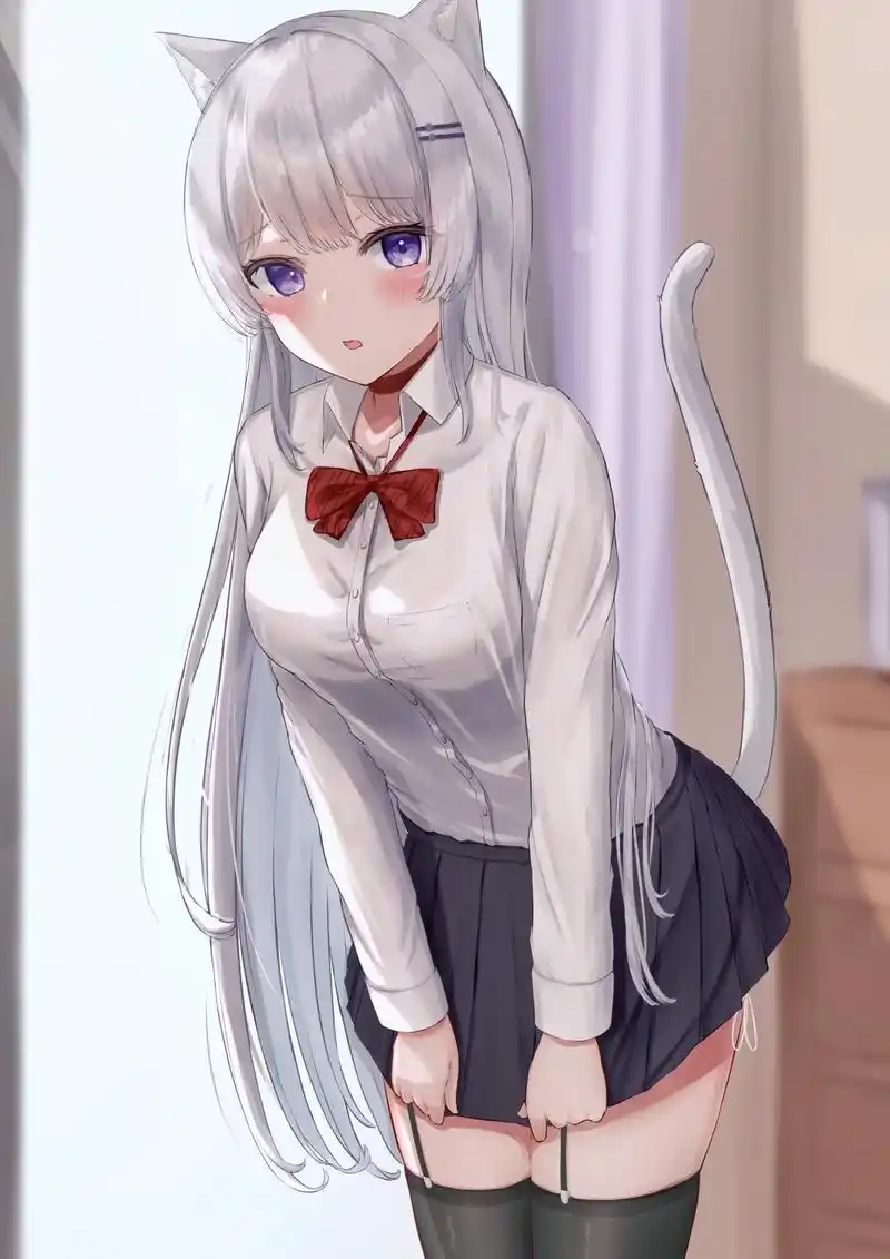 动漫 #白毛 #兽耳  - 抖音