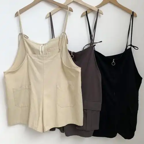 夏季bi备 工装背带短裤女夏韩版宽松减龄显瘦吊带阔腿裤 清仓