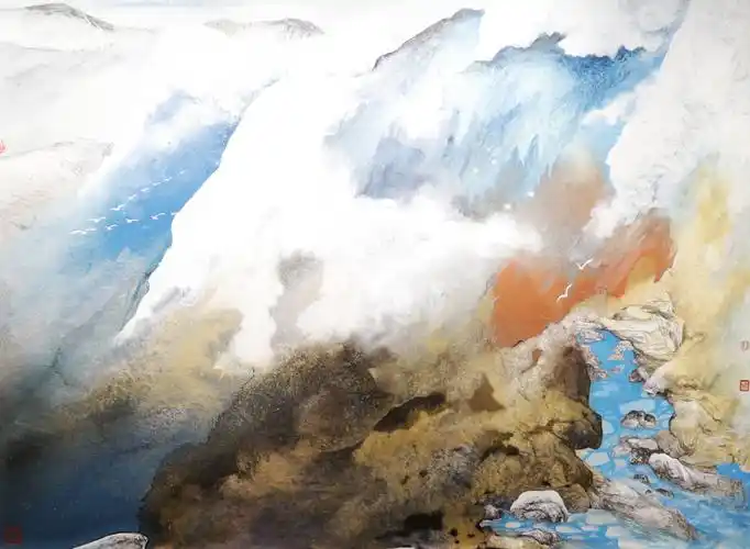 曹俊别出匠心的泼彩画法创作灵感源于对故乡的思念