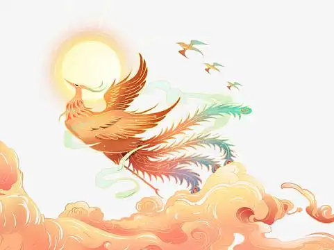 太阳凤凰国潮浪花中国风