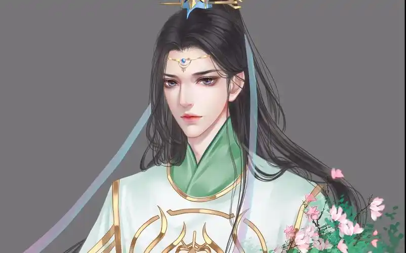 【板绘】古风抱花青年-绘制过程(ps sai)_哔哩哔哩 (゜-゜)つロ 干杯